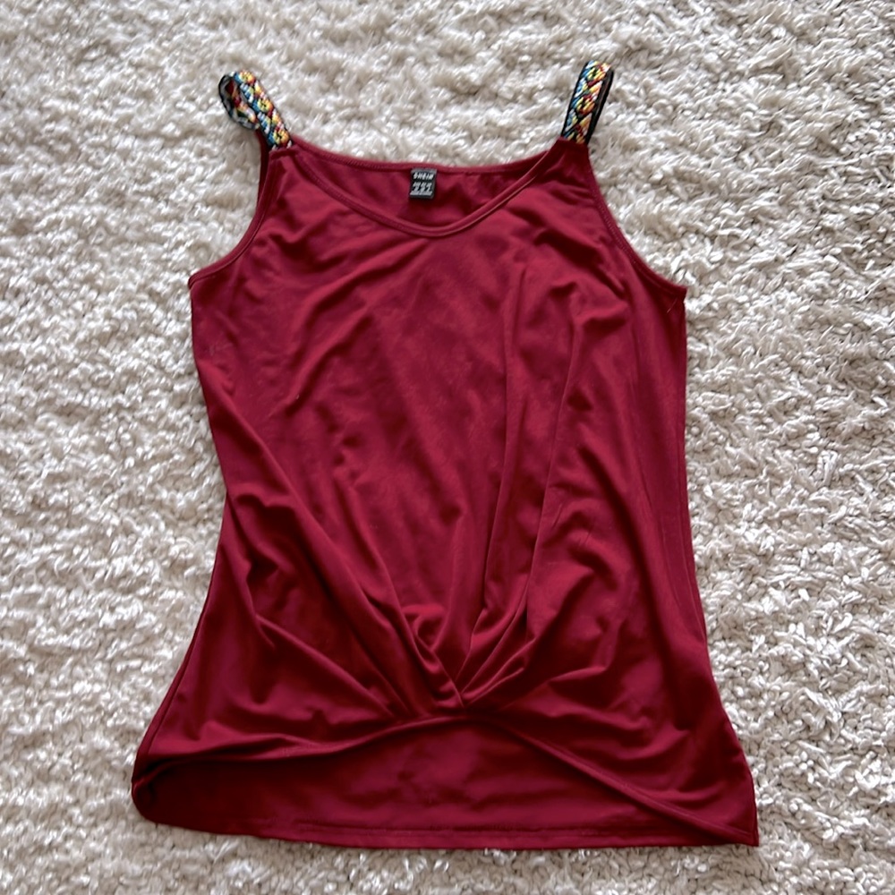 Tank Top with Woven Detail Straps